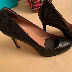 Ann Taylor Black leather Pump Lizard High Heel stiletto 4.25" with Cushion Pads